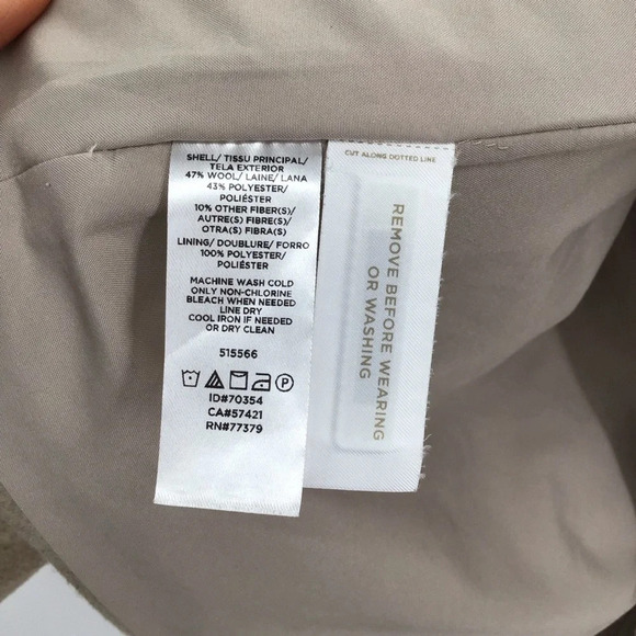 Ann Taylor Wool Blend Pea Coat Career Winter Creme/Tan Size Small Petite - Picture 11 of 11